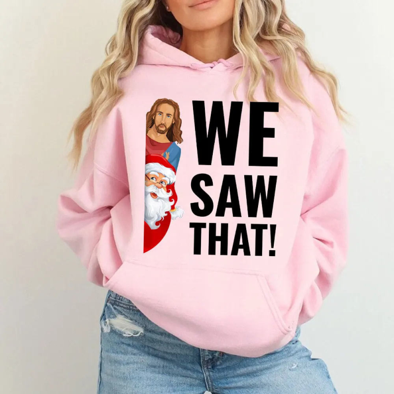 Hoodie s retro božićnim printom za muškarce i žene, kapuljača, poliester, flis unutra, dugi rukavi, bočne džepove