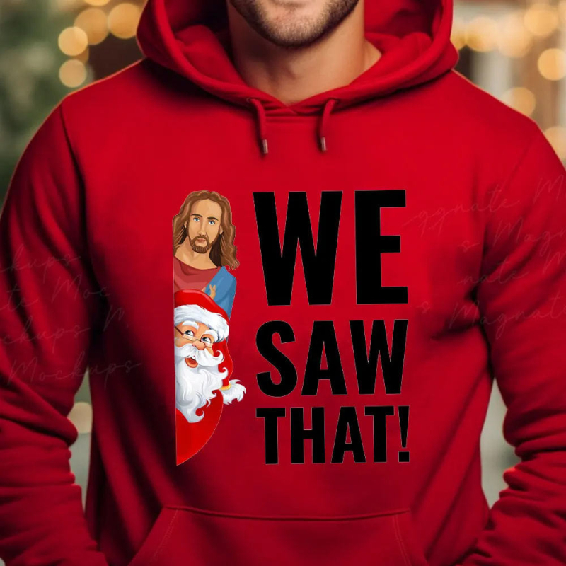 Hoodie s retro božićnim printom za muškarce i žene, kapuljača, poliester, flis unutra, dugi rukavi, bočne džepove