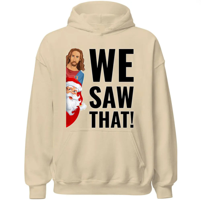 Hoodie s retro božićnim printom za muškarce i žene, kapuljača, poliester, flis unutra, dugi rukavi, bočne džepove