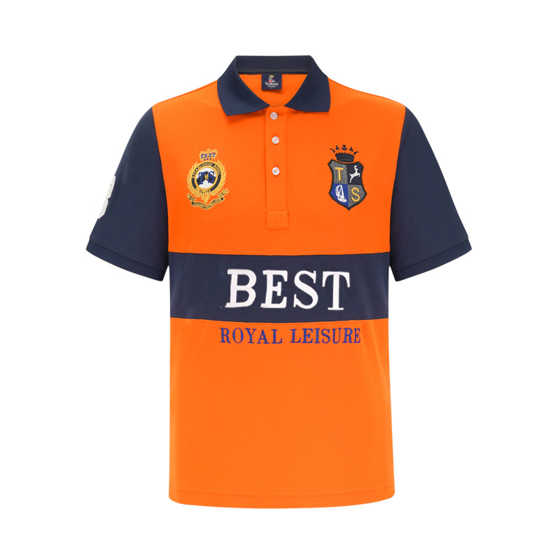 Póló 100% pamutból, lazán szabott, rövid ujjú, hímzett, lélegző és nedvességelvezető