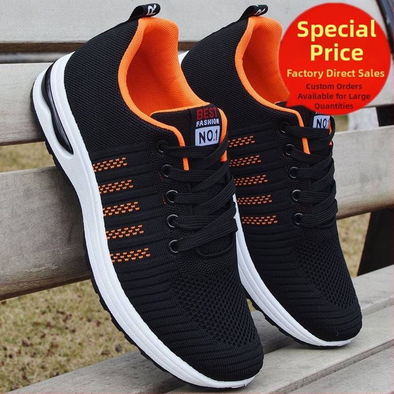 Мъжки обувки за ходене с дишаща мрежеста горна част, омекотена подметка, анти-арома, предно връзване, подходящи за всички сезони, ежедневен стил