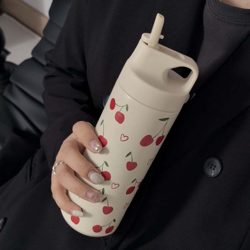 Nerūsējoša tērauda termosglāze ar rokturi, ārējā 316SS, iekšējā 304SS, izolācija 6–12 stundas, pārnēsājams