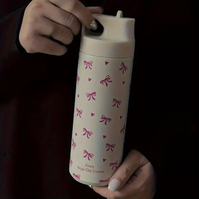 Nerūsējoša tērauda termosglāze ar rokturi, ārējā 316SS, iekšējā 304SS, izolācija 6–12 stundas, pārnēsājams