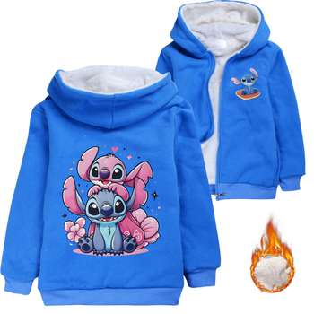 Stitch tematska dječja fleece hoodie s kapuljom, glavni materijal 65% pamuk, za uzrast 3–8 godina, zimu i jesen