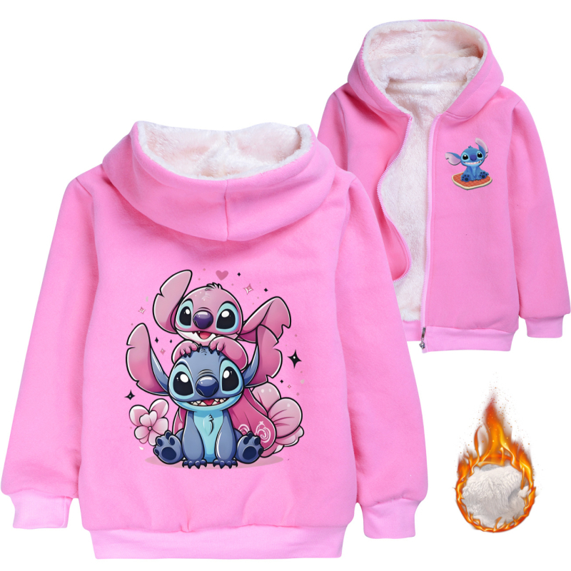 Stitch tematska dječja fleece hoodie s kapuljom, glavni materijal 65% pamuk, za uzrast 3–8 godina, zimu i jesen