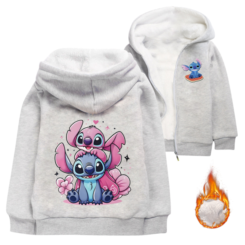 Stitch tematska dječja fleece hoodie s kapuljom, glavni materijal 65% pamuk, za uzrast 3–8 godina, zimu i jesen