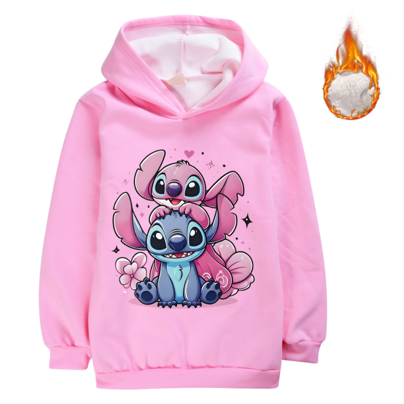 Stitch tematska dječja fleece hoodie s kapuljom, glavni materijal 65% pamuk, za uzrast 3–8 godina, zimu i jesen