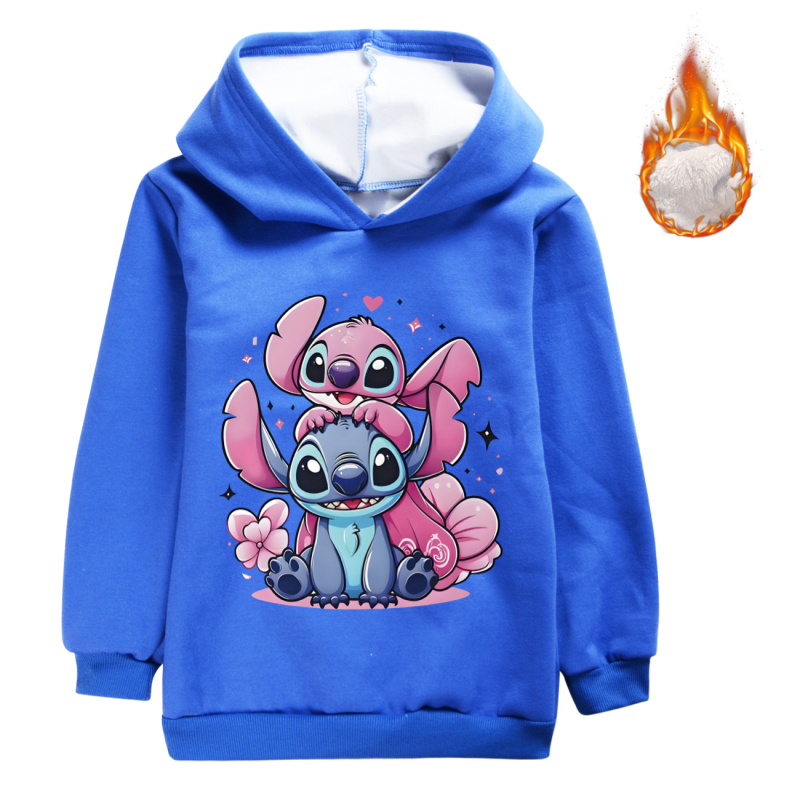 Stitch tematska dječja fleece hoodie s kapuljom, glavni materijal 65% pamuk, za uzrast 3–8 godina, zimu i jesen