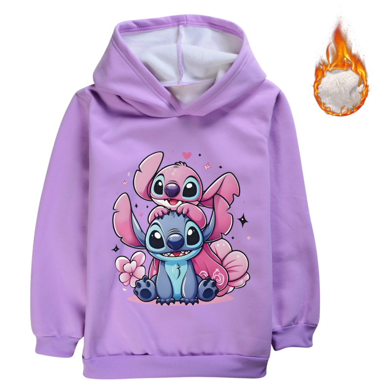 Stitch tematska dječja fleece hoodie s kapuljom, glavni materijal 65% pamuk, za uzrast 3–8 godina, zimu i jesen