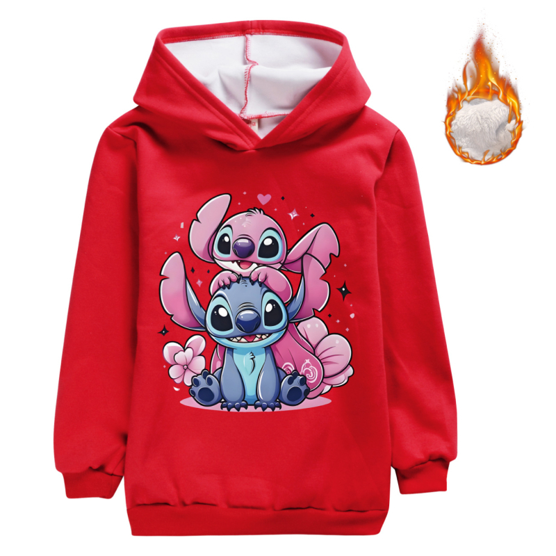 Stitch tematska dječja fleece hoodie s kapuljom, glavni materijal 65% pamuk, za uzrast 3–8 godina, zimu i jesen
