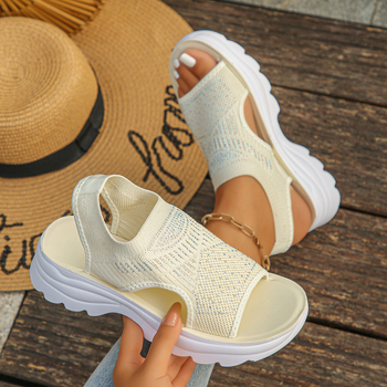 Γυναικείες αθλητικές σανδάλια σε κορεατικό στυλ με διχτυωτό επάνω, σόλα από καουτσούκ, PU επένδυση, χαμηλό ύψος, Καλοκαίρι 2025