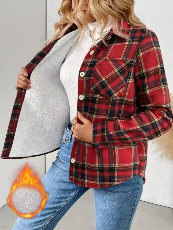 Ženski opušteni sako s kariranim uzorkom, preklopnim ovratnikom, poliester-spandex materijalom, dugi rukavi, slobodan kroj, jesen 2025