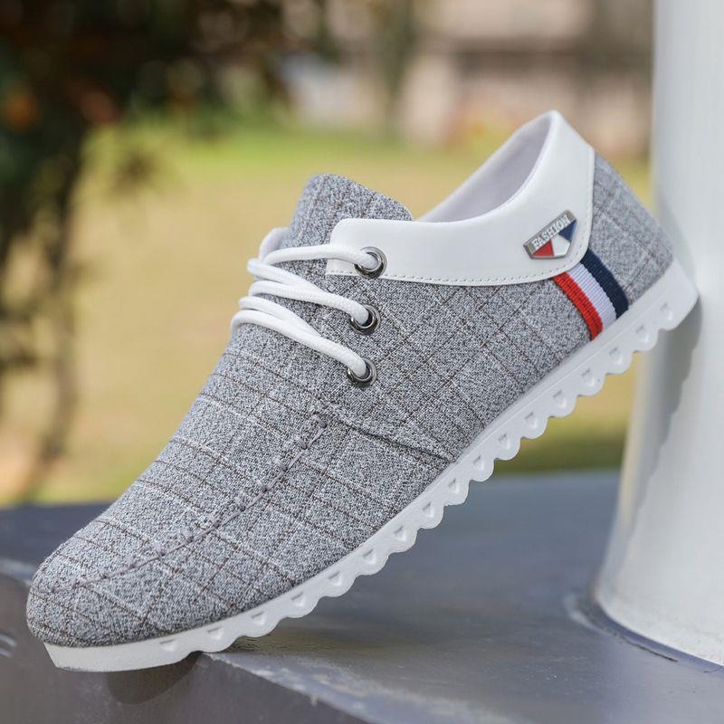 Vīriešu platna sneakers - elpojošs augšējais materiāls, šņorējamas, zems profils, gumijas zole, asas pirksts