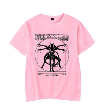 Muška majica s Da Vincijevim tiskom i vanzemaljskim motivom – prugasta, 96% pamuka, okrugli izrez, kratki rukavi