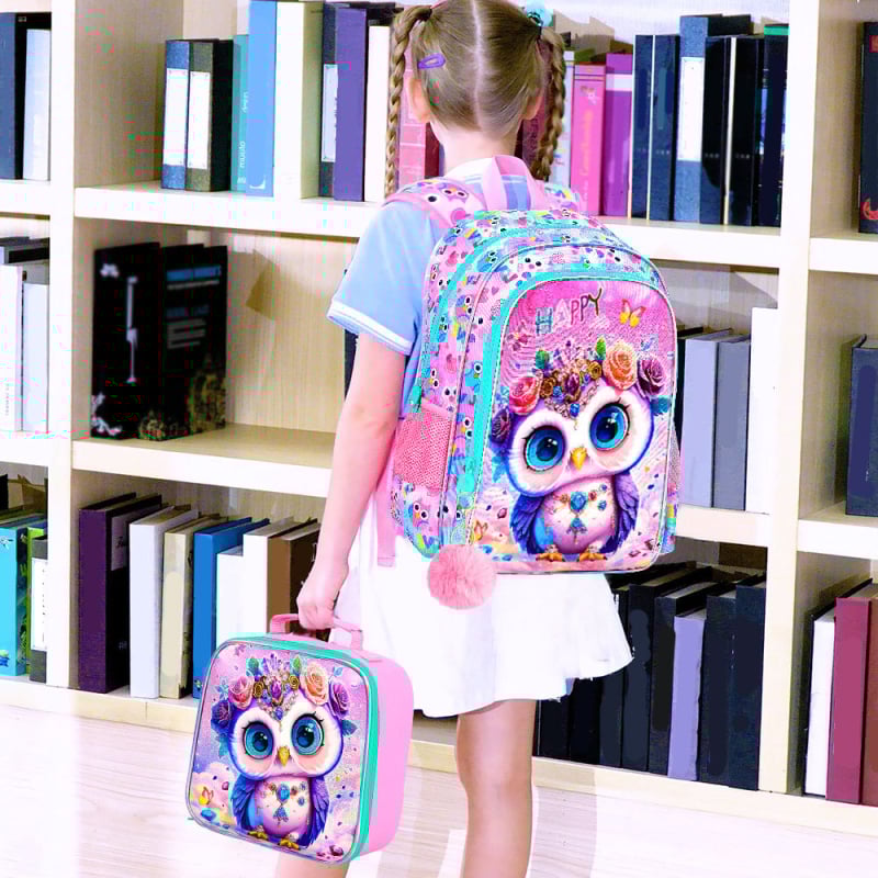 Bērnu skolas mugursoma, trīsdaļīgs komplekts, poliesters, elpojošs, ļoti viegls, anime karikatūru raksts