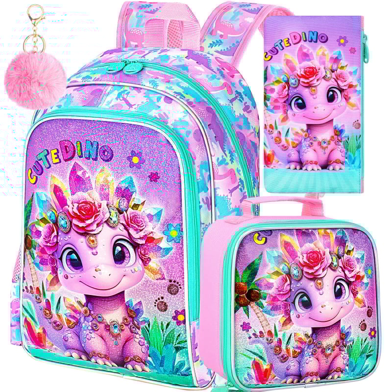 Bērnu skolas mugursoma, trīsdaļīgs komplekts, poliesters, elpojošs, ļoti viegls, anime karikatūru raksts