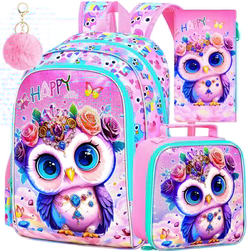 Bērnu skolas mugursoma, trīsdaļīgs komplekts, poliesters, elpojošs, ļoti viegls, anime karikatūru raksts