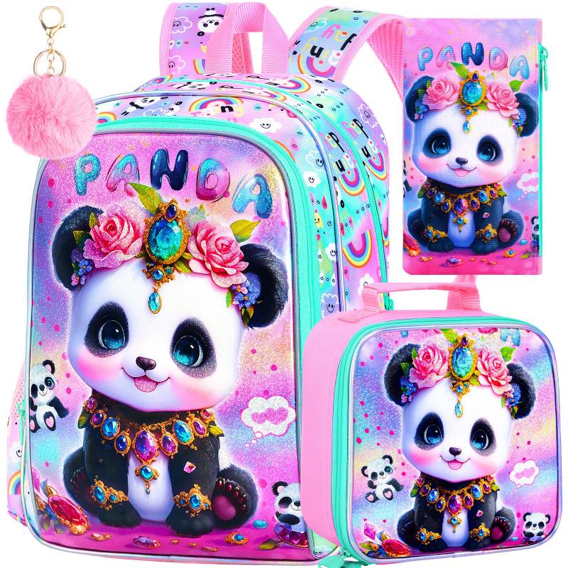 Bērnu skolas mugursoma, trīsdaļīgs komplekts, poliesters, elpojošs, ļoti viegls, anime karikatūru raksts