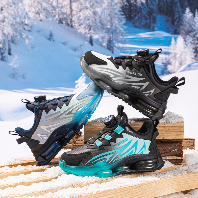 Dječje vodootporne tenisice s PU gornjim dijelom, prugasti uzorak, debeli MD potplat, zatvaranje rotirajućom kopčom, unisex, za uzrast 4-16 godina