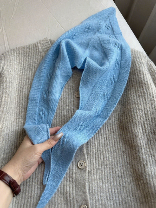 Trīsstūra vilnas šalle ar ziedu rakstu, 100% vilna, vienkāršs audums, saglabā siltumu, ziema, SJ-X2797