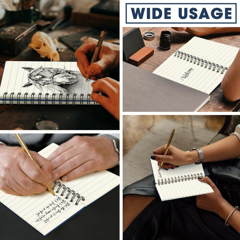 Мини спирален тефтер от крафт хартия, Silver Elephant, малък крафт хартия спирален тефтер, серия Минималистична и Напреднала, 60 листа, 80 г офсетова хартия