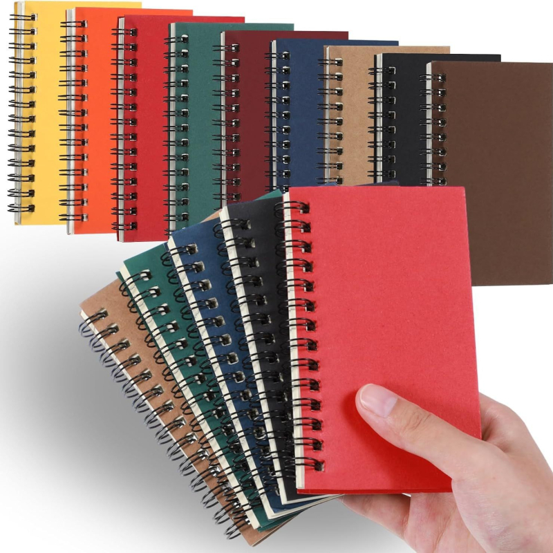 Мини спирален тефтер от крафт хартия, Silver Elephant, малък крафт хартия спирален тефтер, серия Минималистична и Напреднала, 60 листа, 80 г офсетова хартия