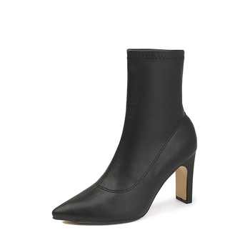 Μποτάκια Martin για γυναίκες με μυτερό δάκτυλο, μεσαίου ύψους χοντρό τακούνι (3–5 cm), πάνω μέρος από μικροϊνες, σόλα από καουτσούκ, πλαϊνό φερμουάρ