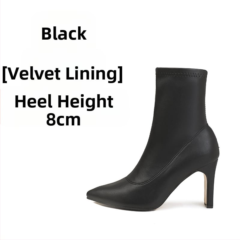 Μποτάκια Martin για γυναίκες με μυτερό δάκτυλο, μεσαίου ύψους χοντρό τακούνι (3–5 cm), πάνω μέρος από μικροϊνες, σόλα από καουτσούκ, πλαϊνό φερμουάρ