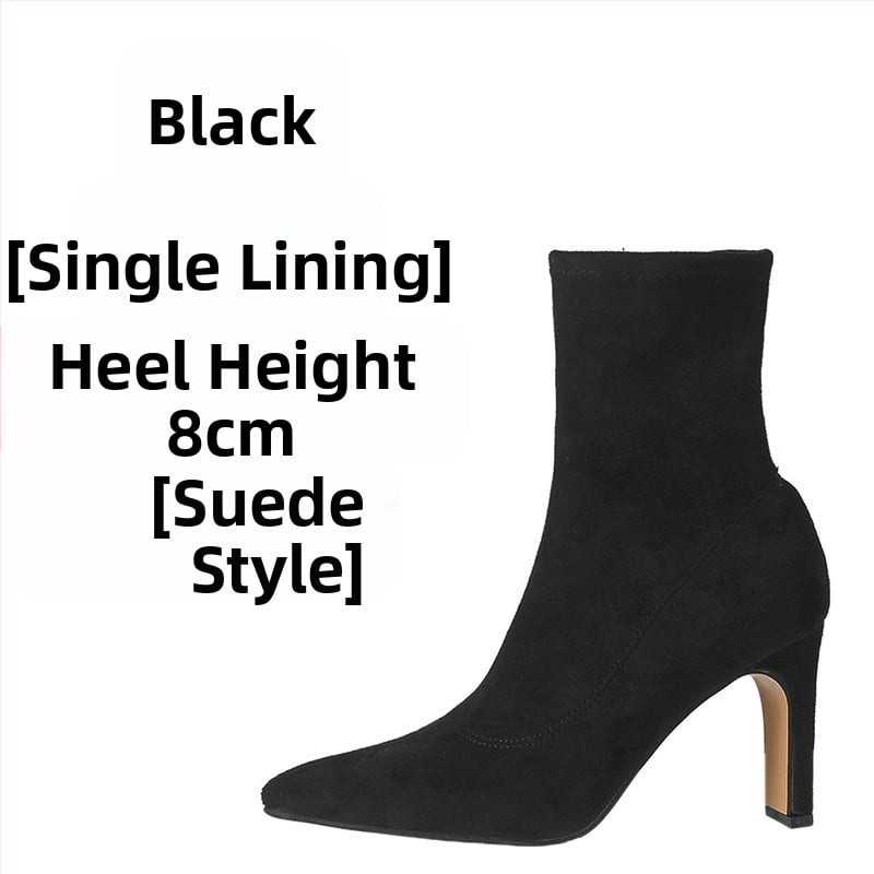 Μποτάκια Martin για γυναίκες με μυτερό δάκτυλο, μεσαίου ύψους χοντρό τακούνι (3–5 cm), πάνω μέρος από μικροϊνες, σόλα από καουτσούκ, πλαϊνό φερμουάρ