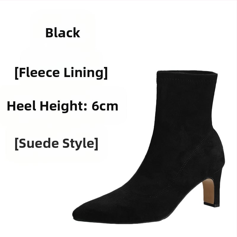 Μποτάκια Martin για γυναίκες με μυτερό δάκτυλο, μεσαίου ύψους χοντρό τακούνι (3–5 cm), πάνω μέρος από μικροϊνες, σόλα από καουτσούκ, πλαϊνό φερμουάρ