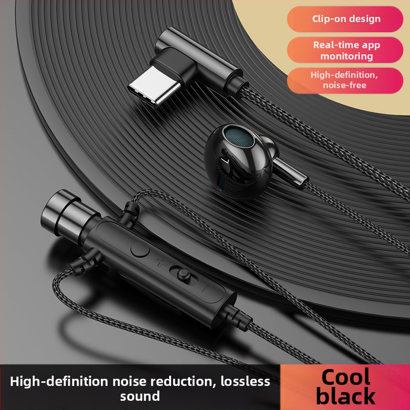 KCKZ C91 vadu Lavalier austiņas ar Type-C/3.5 mm savienojumu, 14.2 mm skaļrunis, 1.5 m kabelis, iekšējais mikrofons, 20–20000 Hz