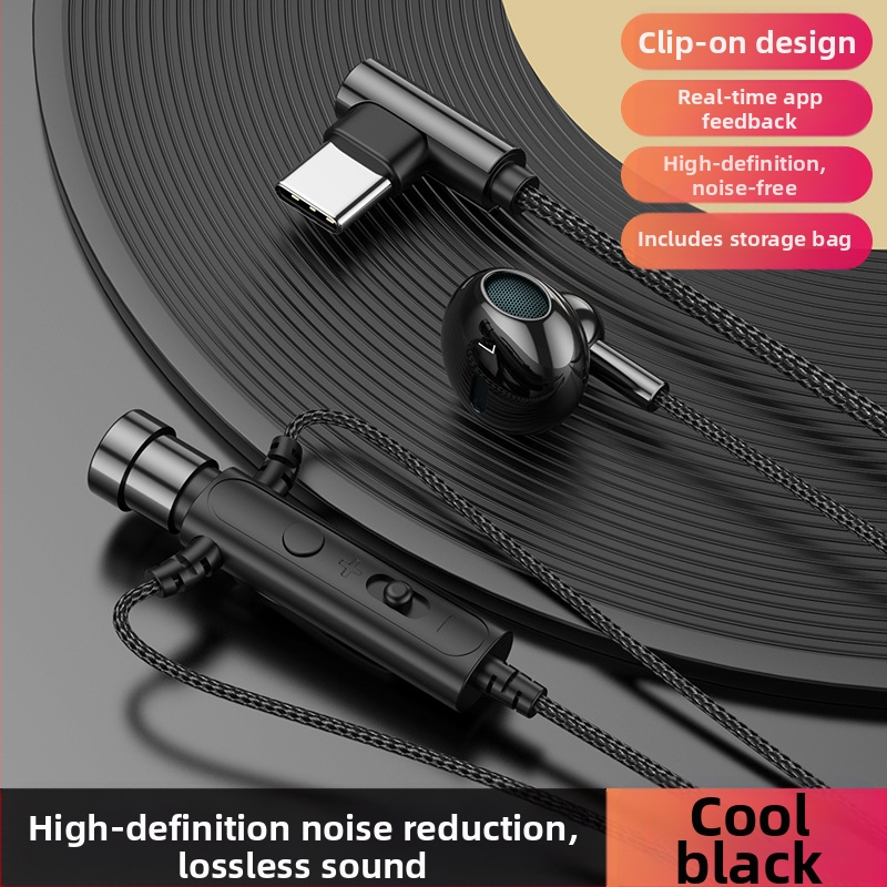 KCKZ C91 vadu Lavalier austiņas ar Type-C/3.5 mm savienojumu, 14.2 mm skaļrunis, 1.5 m kabelis, iekšējais mikrofons, 20–20000 Hz