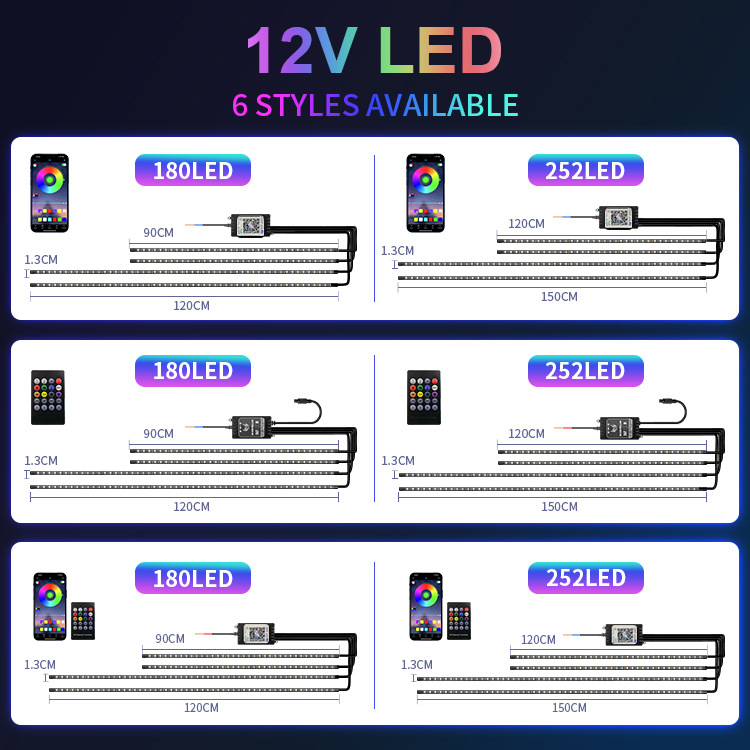 Autó alváz LED világítás – alkalmazáson keresztüli irányítás, hangvezérlés, 12V, 6W