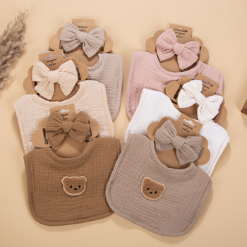 Slinovnik za bebe – 4-slojna gaze, 100% pamuk, oblik U, logo medvjed-auto, unisex