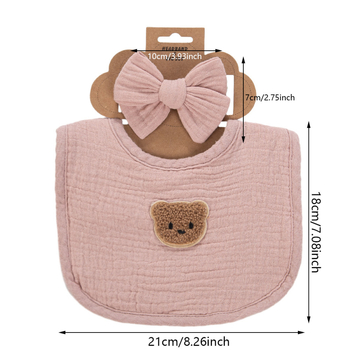 Slinovnik za bebe – 4-slojna gaze, 100% pamuk, oblik U, logo medvjed-auto, unisex