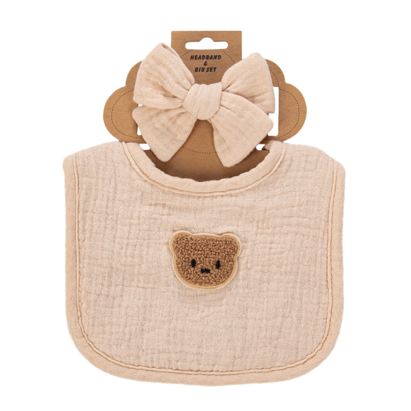 Slinovnik za bebe – 4-slojna gaze, 100% pamuk, oblik U, logo medvjed-auto, unisex