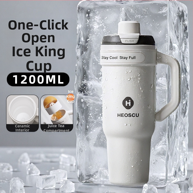 Universāla dzērienu krūze ar salmiņu, tējas sietu un ledus krūzes dizainu pieaugušajiem