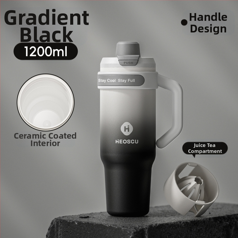 Universāla dzērienu krūze ar salmiņu, tējas sietu un ledus krūzes dizainu pieaugušajiem