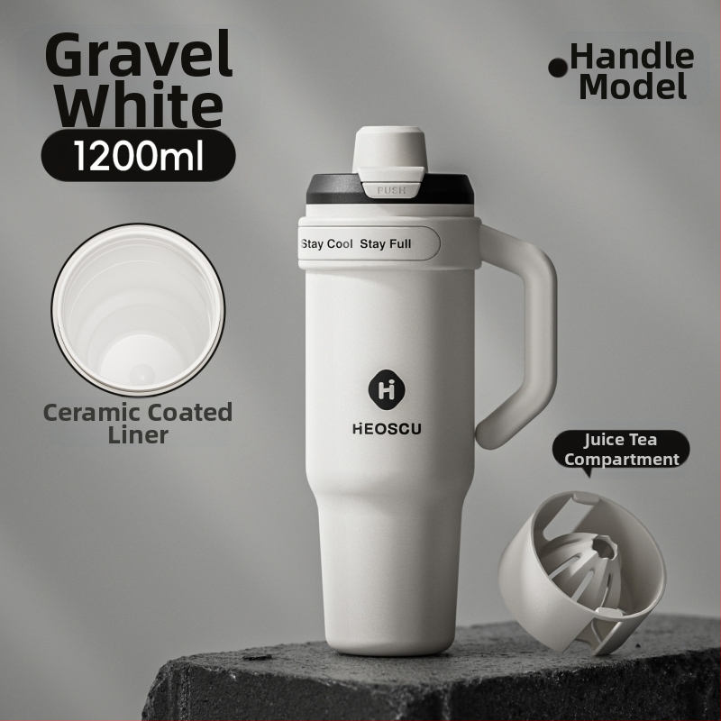 Universāla dzērienu krūze ar salmiņu, tējas sietu un ledus krūzes dizainu pieaugušajiem