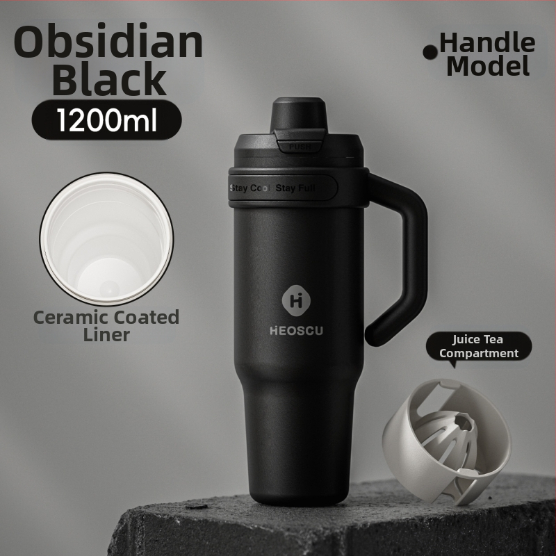 Universāla dzērienu krūze ar salmiņu, tējas sietu un ledus krūzes dizainu pieaugušajiem