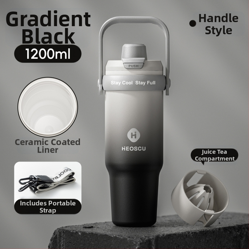 Universāla dzērienu krūze ar salmiņu, tējas sietu un ledus krūzes dizainu pieaugušajiem