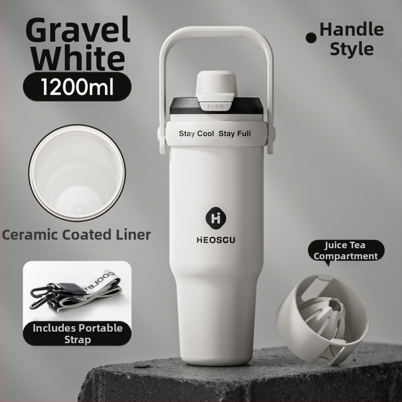 Universāla dzērienu krūze ar salmiņu, tējas sietu un ledus krūzes dizainu pieaugušajiem