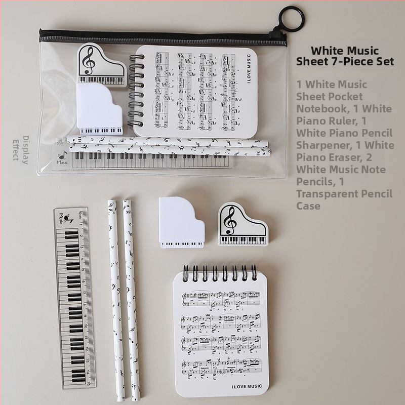 Комплект калъф за моливи с музикални нотки – креативен комплект за ученици от началното училище, вдъхновен от пиано партитура (Марка: Other; Модел: w683421023308; Подарък: Не; IP лиценз: Не)