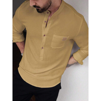 Marškiniai – Slim Fit, Platus apykaklė, 7/10 rankovės, Spalvų blokų raštas, Linų 51–70%