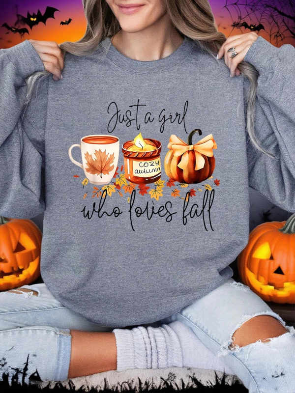 Ženska hoodica za Halloween s printom tikve, okrugli izrez, dugi rukav, prijenos topline