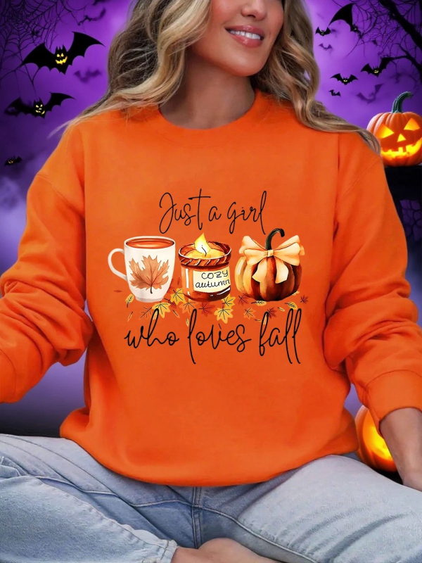 Ženska hoodica za Halloween s printom tikve, okrugli izrez, dugi rukav, prijenos topline