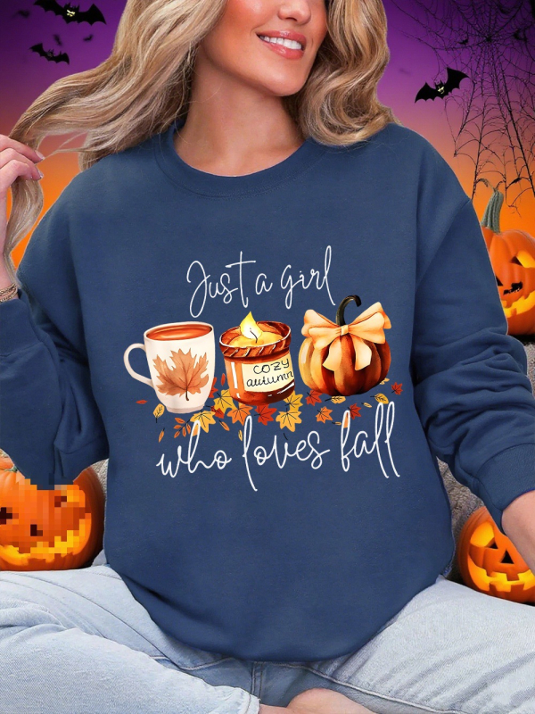 Ženska hoodica za Halloween s printom tikve, okrugli izrez, dugi rukav, prijenos topline