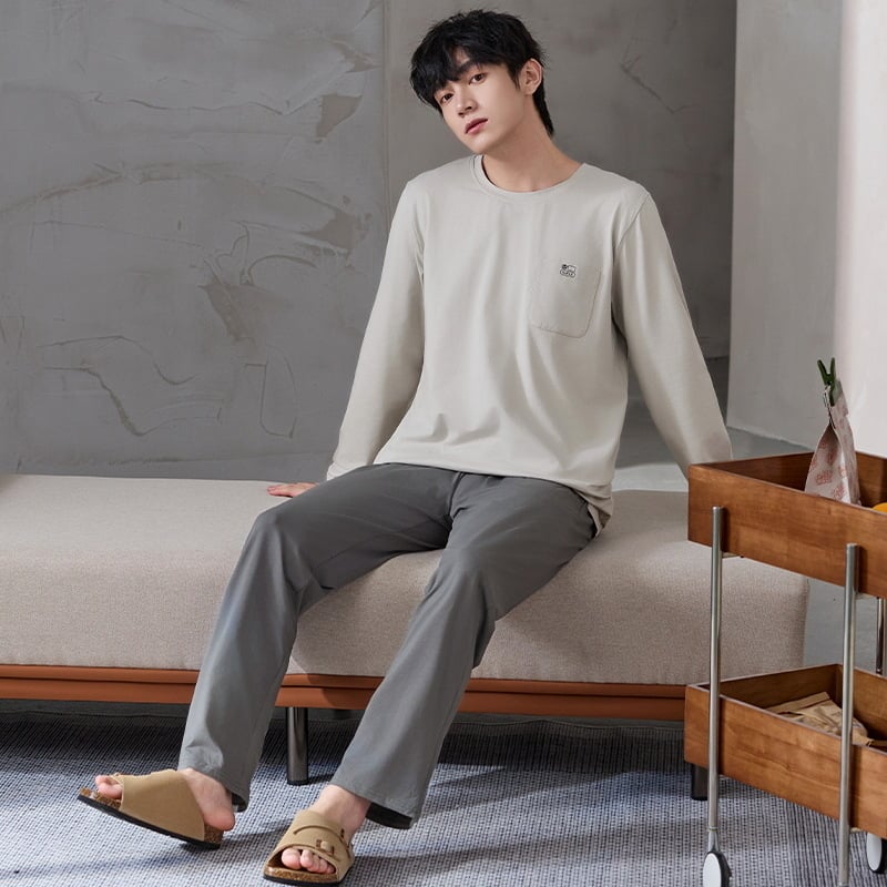 Set pidžama za spavanje – pulover u korejskom stilu, 100% pamuk, antibakterijski, dugi rukavi, duge hlače