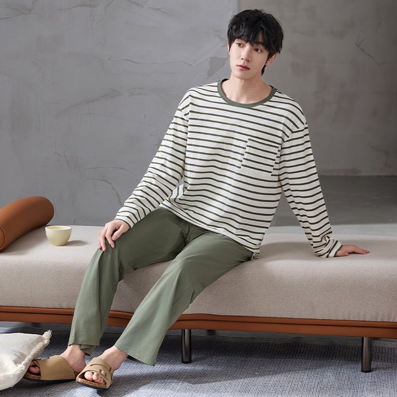 Set pidžama za spavanje – pulover u korejskom stilu, 100% pamuk, antibakterijski, dugi rukavi, duge hlače