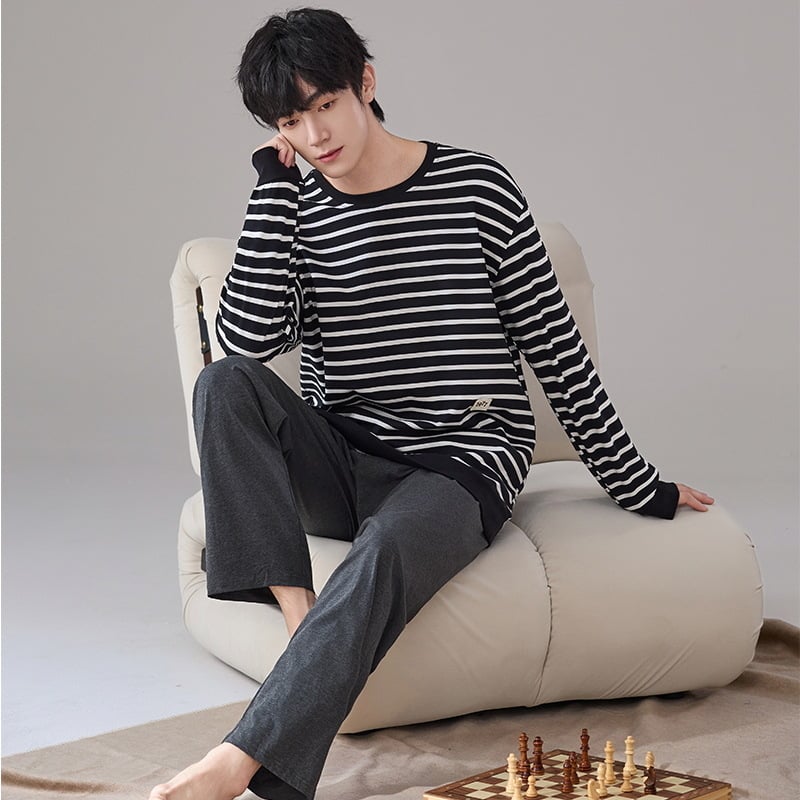 Set pidžama za spavanje – pulover u korejskom stilu, 100% pamuk, antibakterijski, dugi rukavi, duge hlače